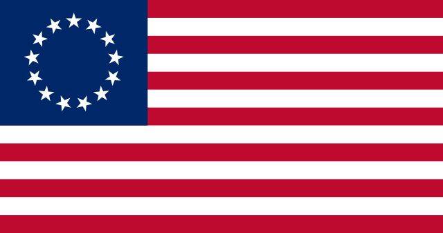 La Betsy Ross Flag - La prima bandiera americana, dove comparivano tredici stelle che rappresentavano le tredici colonie. Il suo nome è legato alla figura di Betsy Ross, che secondo la tradizione l'avrebbe disegnata.